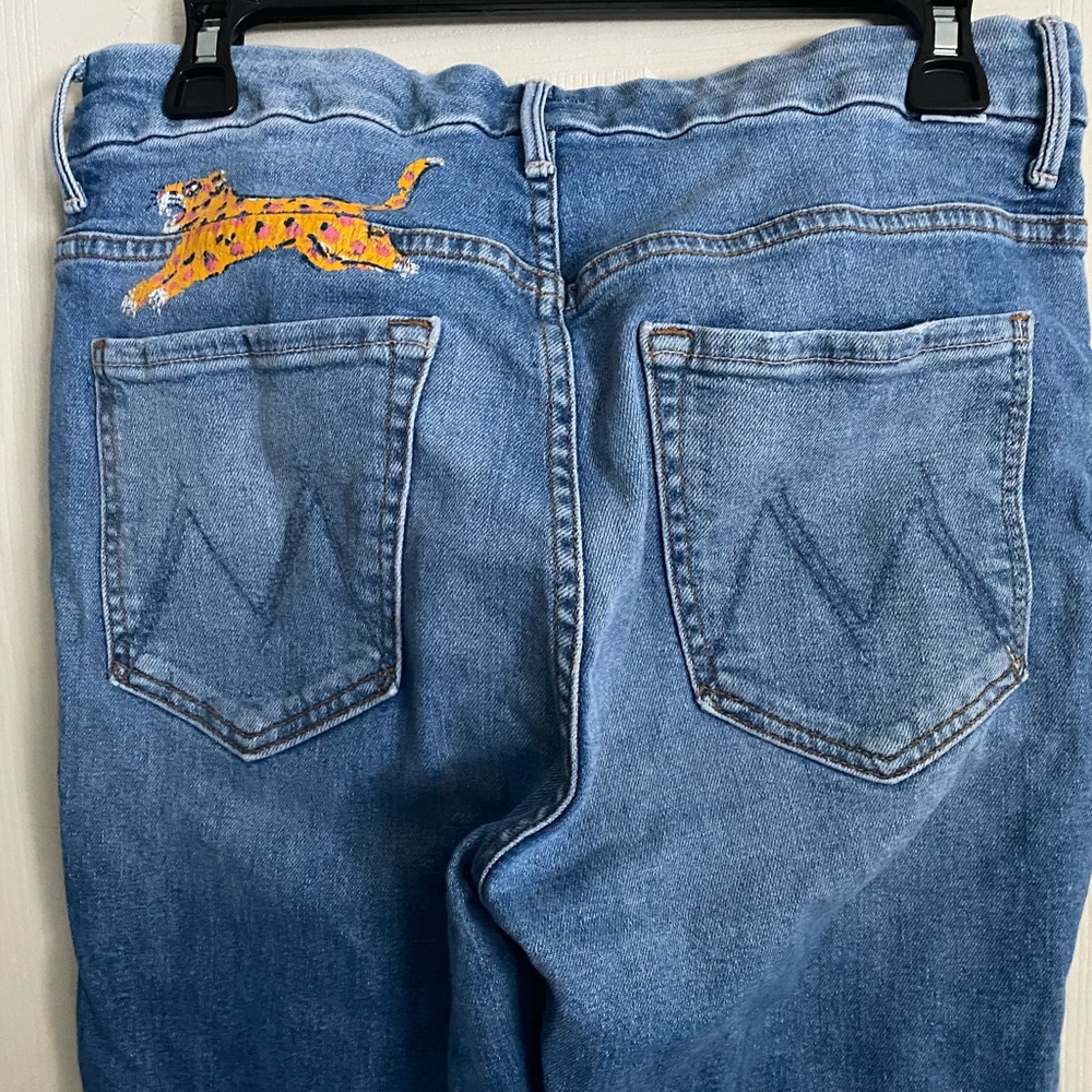 Mother jeans size 30 high wasted looker ankle fray shoot to thrill leopard